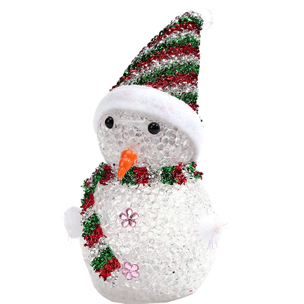 biuday 1 Pc LED Enciende el muñeco de Nieve, decoración navideña estatuilla acrílico decoración navideña, Colores al Azar