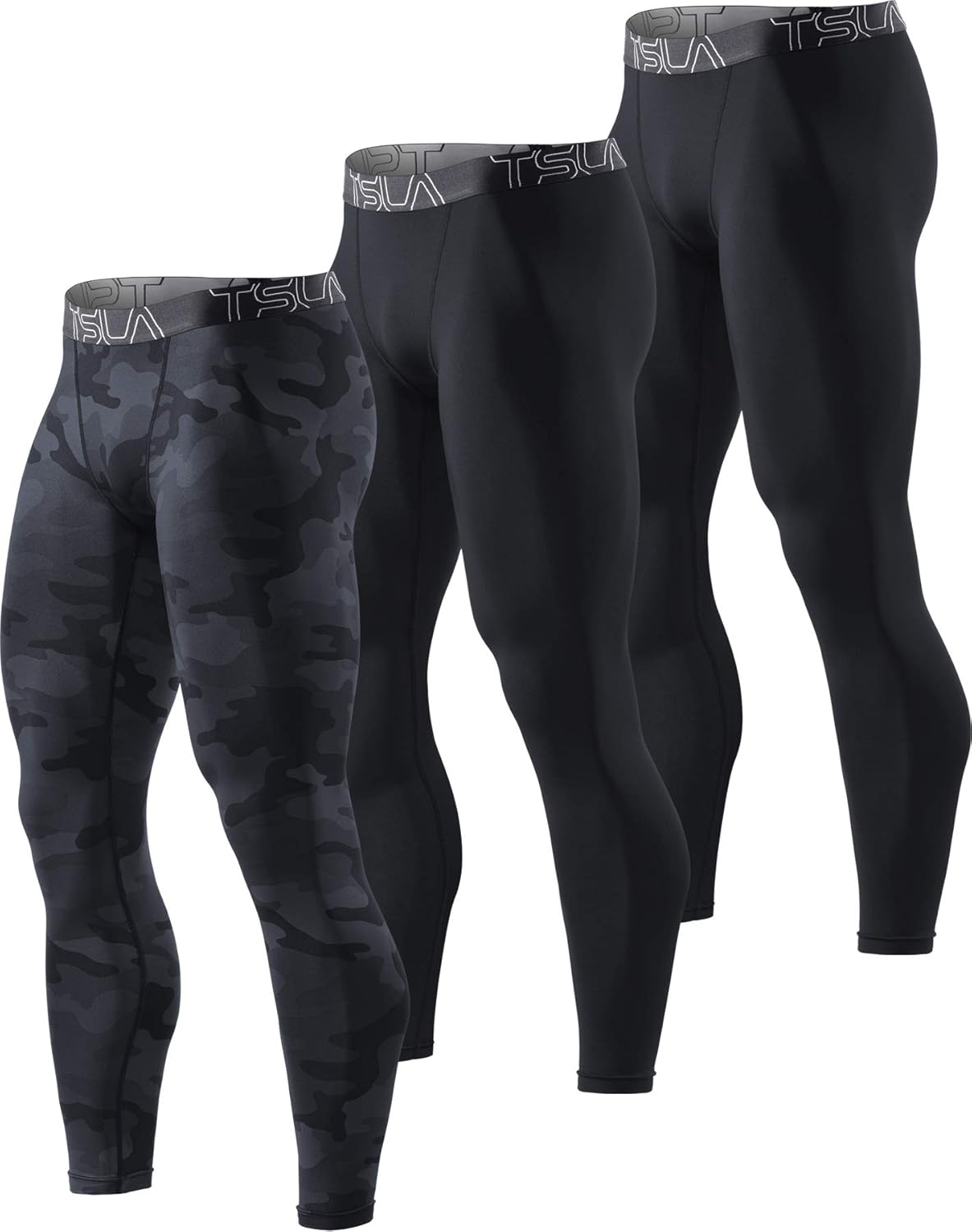 TSLA 1, 2 or 3 Pack Men's UPF 50+ Compression Pants, UV/SPF Running Tights, Workout Leggings, Cool Dry Yoga Gym Clothes : Clothing