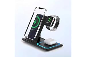 3 in 1 Portable Wireless Fast Charger for Apple & Android, Wireless Charging Station for iPhone17 16 15 14 13 12, Apple Watch