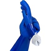 Star Kitchen &amp; Home True Blues Ultimate Household Cleaning Gloves, Large | 100% Cotton Liner with Durable Vinyl Shell, Machine Washable for Reuse, Latex-free, Flexible &amp; Chemical Resistant, Blue