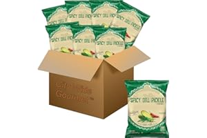 CITY WIDE GOURMET Spicy Dill Pickle Kettle Cooked Potato Chips, 1.375 ounce bags (Pack of 8)