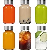Danmu Glass Juice Bottles with Lids 5oz,Juicing Bottles Reusable Glass 100% Leakproof for Juicing,Ginger Shot,Wellness Shot,Water,Kombucha,Milk,Milkshake,Coffee 6 Pack,Dishwasher Safe
