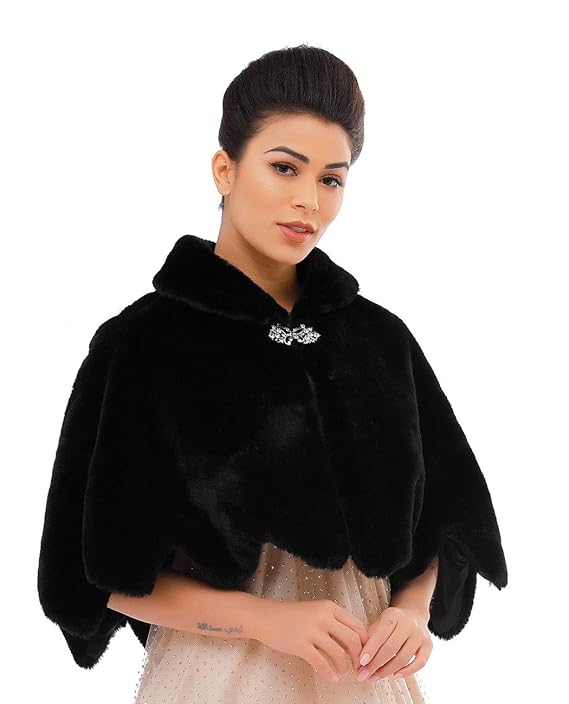 Steampunk Costumes, Outfits for Women Jakawin Women’s Faux Rabbit Fur Wraps and Shawls Bride Wedding Fur Stole Bridal Fur Shrug for Women and Girls $38.66 AT vintagedancer.com
