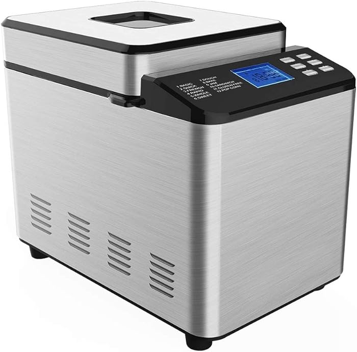 Automatic Bread Machine, 19-in-1 Programmable Bread Maker with Fruit Nut Dispenser, Nonstick Ceramic Pan, 3 Loaf Sizes & 3 Crust Colors, Reserve & Keep Warm Set