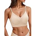 BOUFOR Seamless Low Back Bra Wireless Padded Bralette Thin Straps Comfort Halter Backless Cross Multiway Convertible Bras
