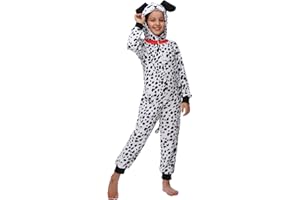 Sincere Party Dalmatians Onesie Costume for Kids,Made of Fleece Spotted Dog Onesie Dress Up M(6-8)