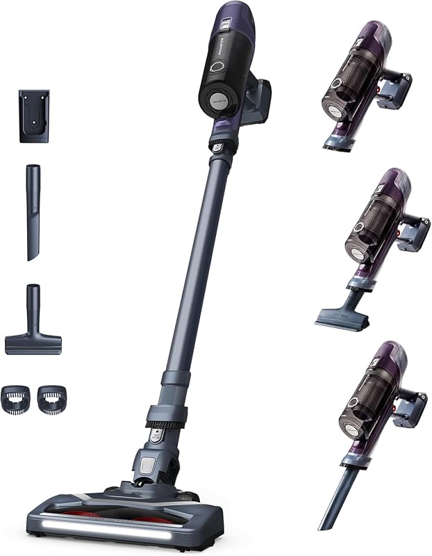 X-Pert 6.60 Essential Akkustaubsauger, 100 W Leistung, 45 Min Laufzeit, kabellos & beutellos, LED-Bürstenkopf, herausnehmbarer Akku, inkl. Fugendüse und Wandhalterung, violett/schwarz, RH6838
