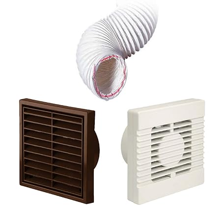 Manrose Intervent Extractor Air Fan Brown Louvre Vent Ducting Kit