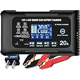 YHCHKJ 20Amp: 12/24V Smart Car Battery Charger – Automatic Maintainer, Trickle Charger & Desulfator with Overcharge Protectio