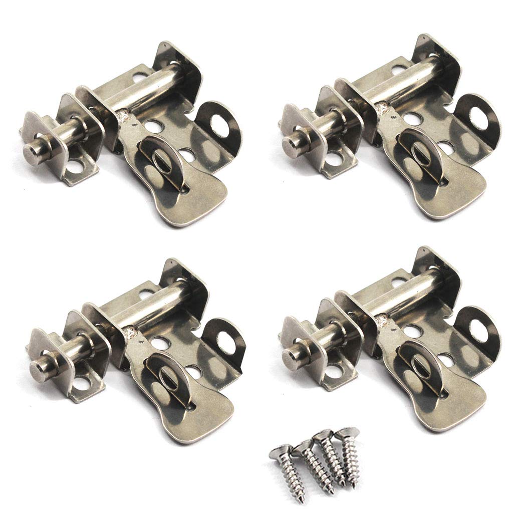 Stainless Steel Door Latch Bolt Slide Bolt with Screws (4 Pieces)
