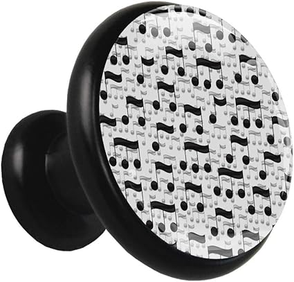 Perillas de gabinete Notas musicales en blanco y negro Pomos y