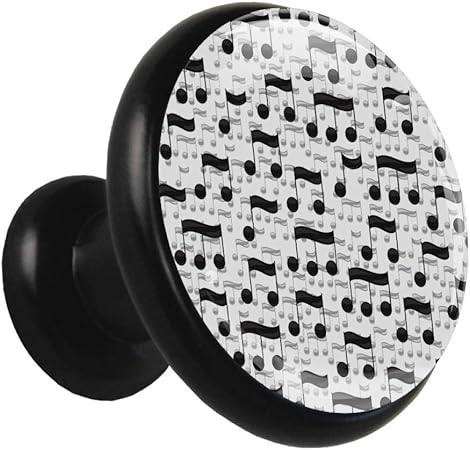 Perillas de gabinete Notas musicales en blanco y negro Pomos y