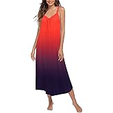 Ekouaer Womens Nightgown Sleeveless Long Night Gown Full Slip Sleep Dress Print Sleepwear Soft Lounge Dress