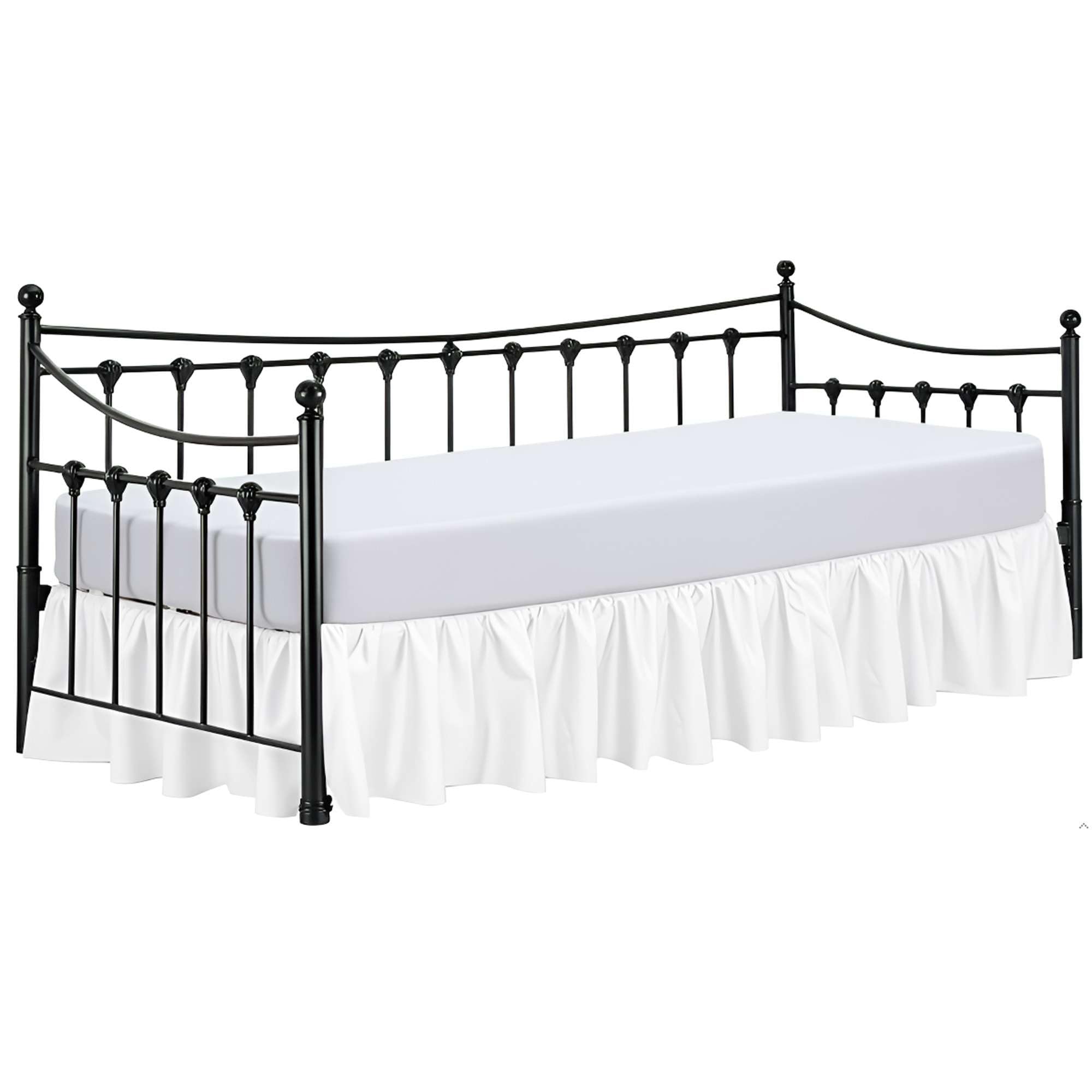 Photo 1 of Twin Daybed Skirt 12 Inch Drop, Dust Ruffle Bed Skirts for Daybeds, Split Corners with Three Side Coverage (White)