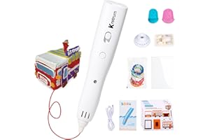 Kretrum Low Temperature 3D Printing Pen Kit with Cute Shape Wireless 3D Pen, 17 Color 1.75mm PCL Filament, Car Stencil and Fu