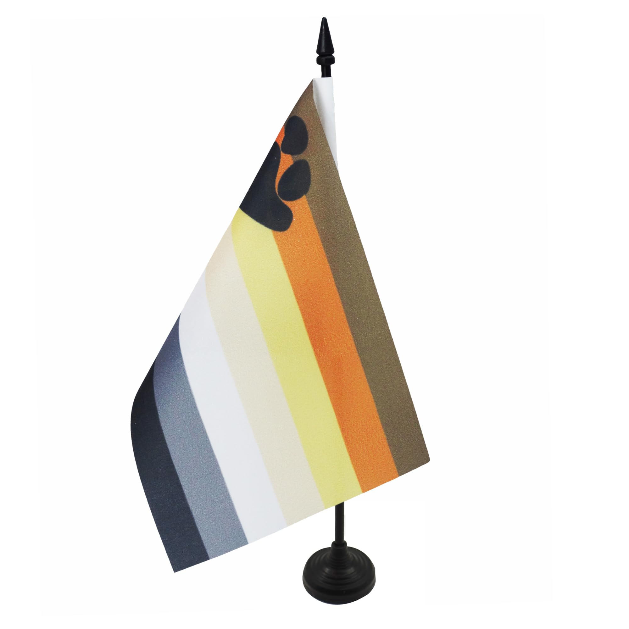 AZ FLAG Gay Pride Bear Table Flag 5'' x 8'' - Rainbow Office Decoration 100% Polyester 21 x 14 cm - Mini Desk Flag with Pole and Black Plastic Base