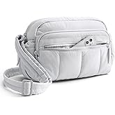 BAGSMART Anti Theft Crossbody Bags for Women Travel Purse, Medium Quilted Puffy cross body bag, Handbags Shoulder Purses, Light Gray-medium