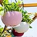 YIKUSH Hanging Planter 8.66 in Round Decor Garden Rattan Plastic Flower Pot Basket for Plant,White