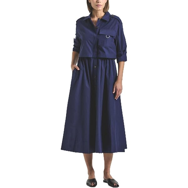 buckle trim stretch cotton blend dress Ralph Lauren Buckle-trim Cotton-blend Shirtdress in Red
