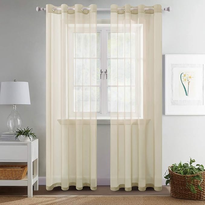 Amazon.de: MIULEE 2er Set Voile Vorhang mit Ösen Transparente Gardine