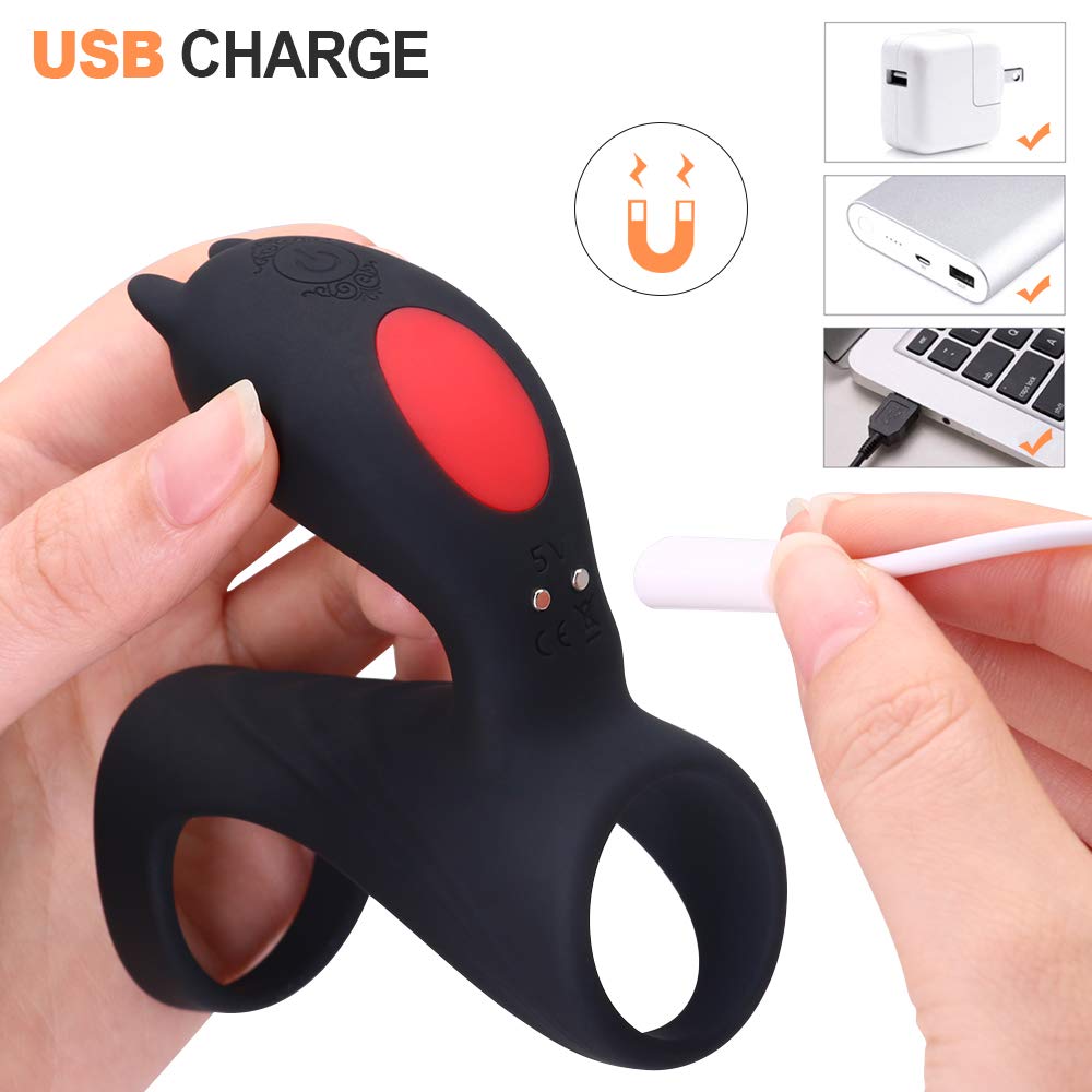 Penisring Vibrierend mit Fernbedienung für Männer und Frau und Paar, Silikon Cockring Vibro Penismanschette Dual Erektionsring Klitorisstimulator, Verzögerung der Ejakulation, Langwährende Erektion