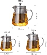 WBTY Glass Teapot Stainless Steel Infuser High Temp Resistant Loose Leaf Tea view 3
