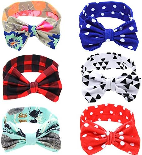 Welandtech Baby Girl Big Bow Knotted Headbands Elastic Hair Hoops 3-6 Value Pack (W02-6 Pack)