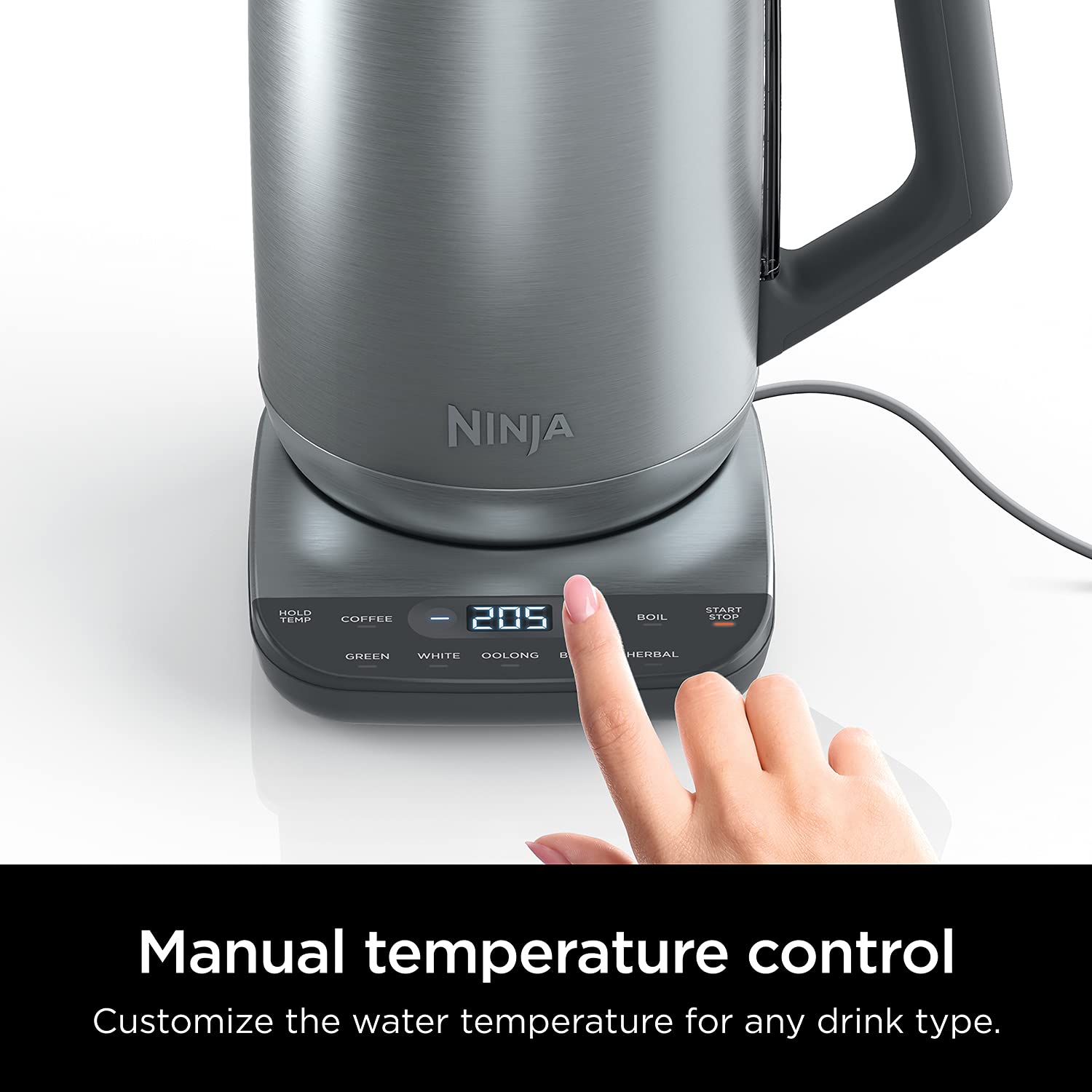Ninja KT200 Precision Temperature Electric Kettle, 1500 watts, BPA Free, Stainless, 7-Cup Capacity, Hold Temp Setting, Silver, KT200 - Image 6