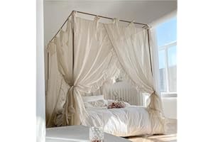 Moustiquaire de lit avec rideaux, baldaquin de lit à 3 ouvertures latérales, rideaux de lit avec cadre, rideaux d'ombrage, mo