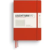 LEUCHTTURM1917 - Notebook Hardcover Medium A5-251 Numbered Pages for Writing and Journaling (Fox Red, Squared)