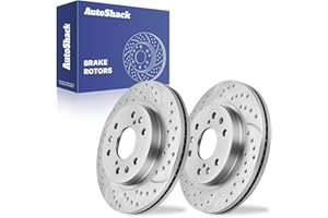 AUTO SHACK AutoShack Front Drilled & Slotted Brake Rotors | Replacement for Chevrolet Silverado 1500 Tahoe Suburban 1500 GMC Sierra 1500 Yukon Cadillac Escalade | Silver Zinc Coated | 2-PC Set | SilverShield Pro
