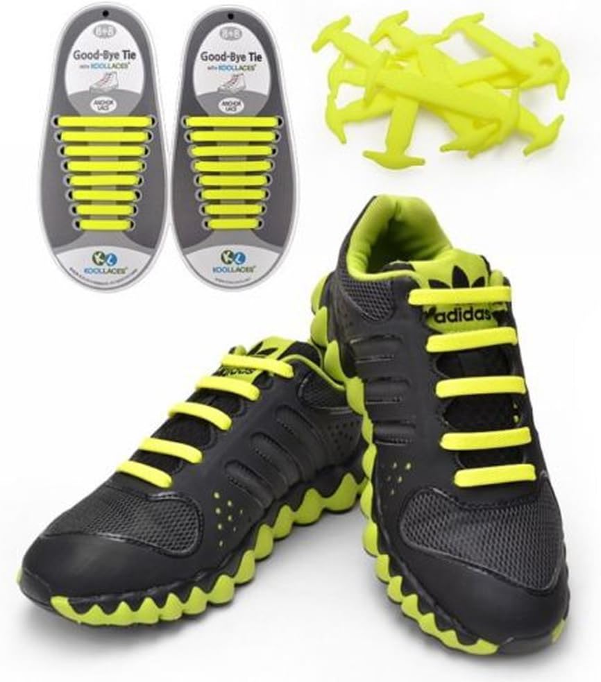Koollaces No Tie Silicone Shoelaces.hook Style Light Yellow Color,8pcs X 2set
