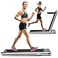 Goplus 2 in 1 Folding Treadmill, 2.25HP Electric Under Desk Treadmill W/LED Display, Blue Tooth Speaker, APP & Remote Control, Phone Holder, Walking Running Machine for Home Office Gym