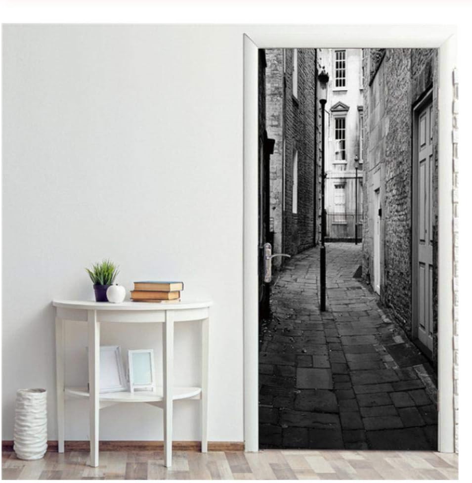 Hliang-Creative 3D door sticker self-adhesive wallpaper on the door DIY decoration waterproof poster bedroom 77x200cm