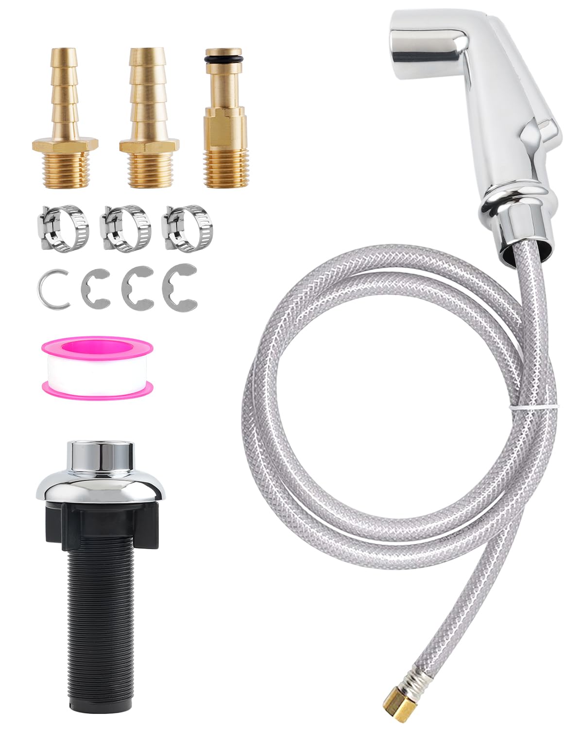 Photo 1 of ***LIKE NEW/OPEN BOX***
Kitchen Sink Side Sprayer with Quick Side Connector Compatible with Moen Faucet Sprayer Replacement, Kitchen Sink Faucet Sprayer Attachment with Water Hose/Holder, Chrome Finish