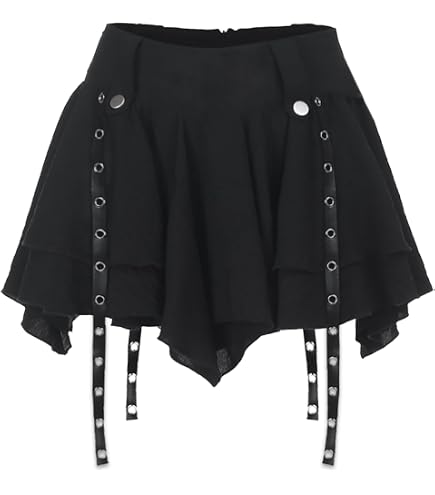 Amazon.com: Sunidol Womens Black Gothic Skirt Y2k E-Girl High
