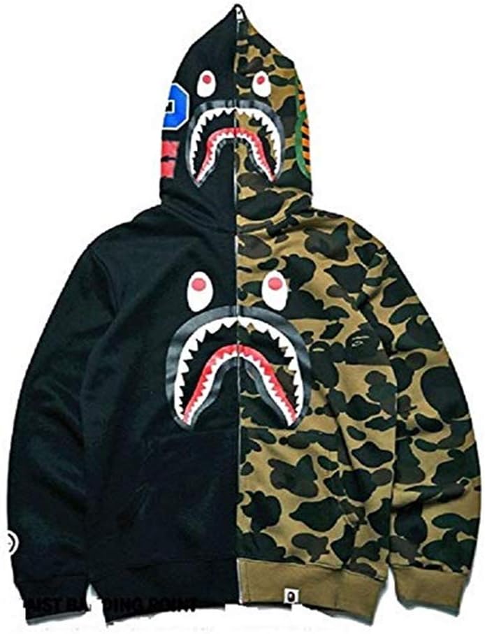 New Bathing Ape Jacket Shark Head Camo Full Zip Hoodie Long Sleeve Jacket