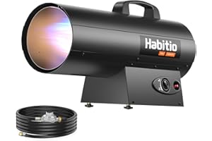 Habitio 170,000 BTU Forced Air Propane Heater, Portable Torpedo Heater for Jobsite, Garage, and Construction Sites, 10 ft Hose with Regulator Included, CSA Certified