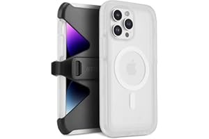 CASE-MATE Pelican Voyager Series - iPhone 14 Pro Max Case 6.7" [Compatible with MagSafe] [Anti-Yellow] Magnetic Charging Phone Case With Belt Clip Holster Kickstand [18ft Military Grade Drop Protection] - Clear