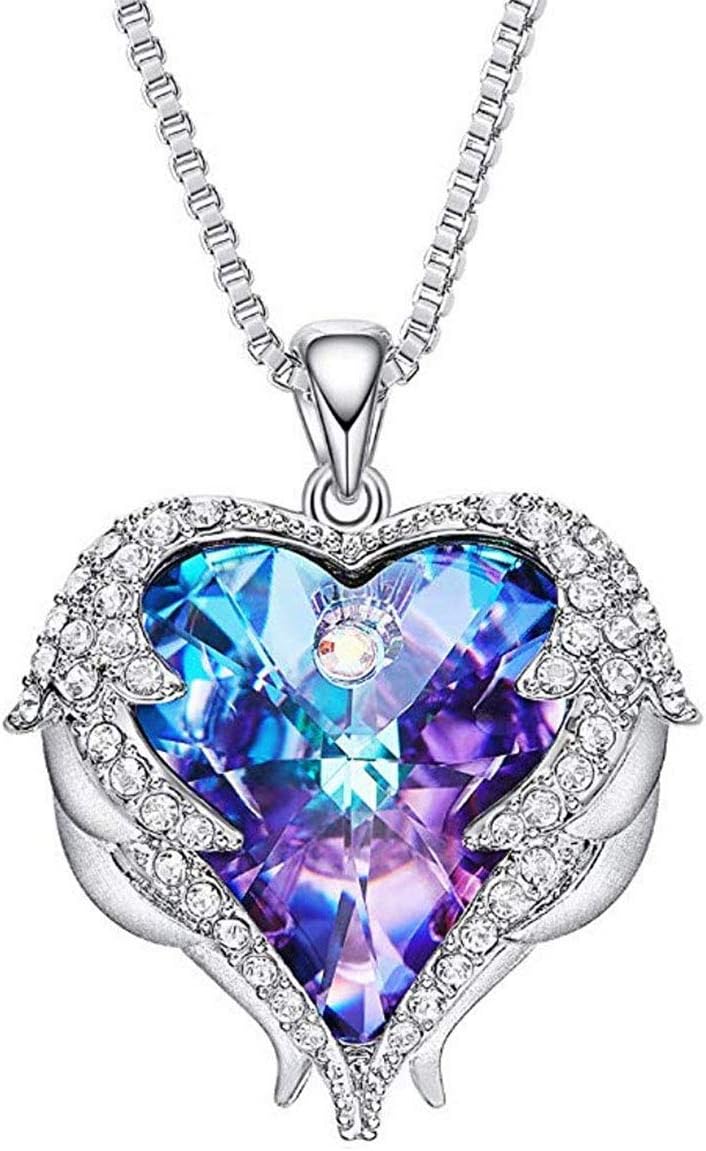 NEWNOVE Love Heart Pendant Necklaces for Girls Gifts for Daughter Made with Swarovski Crystals
