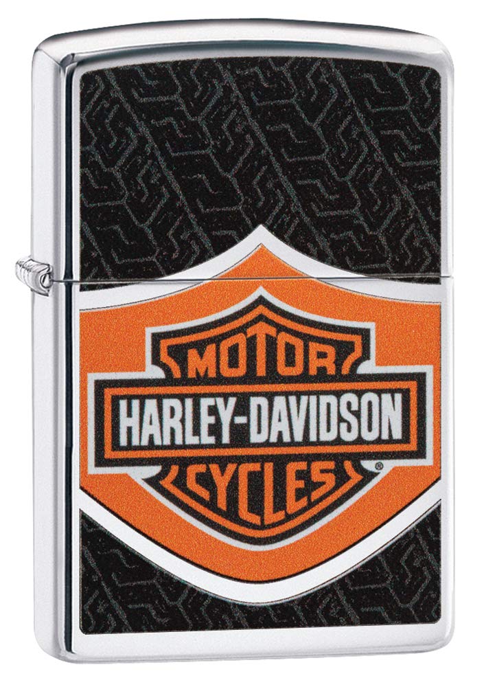 Zippo Windproof Lighter - Harley Davidson - High Polish Chrome, Colour Image - Refillable for Lifetime Use - Adjustable Flame - Gift Box - Metal - Made in USA