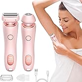 Livora Electric Shaver for Women, Bikini Trimmer for Women, 2 in 1 Wet & Dry Waterproof Electric Razors, Silk Glide Pro Shaver with Removable Head for Leg Arm Underarm Bikini Area