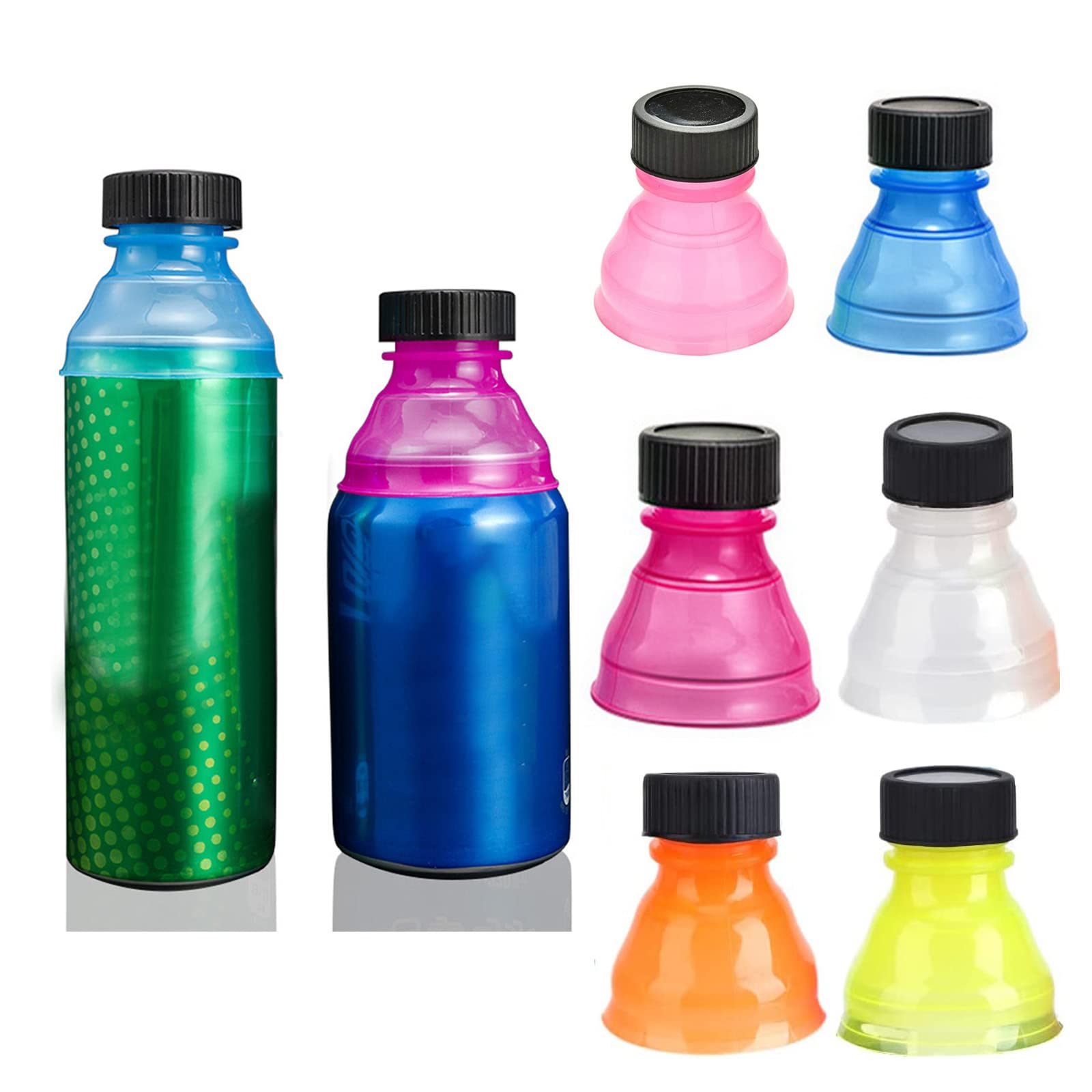 Bogoro Drink Bottle Sealing Cap,6 Pcs Can Cover Reusable Clear,Soda Can Lids for Drinks,Color Mixed Caps Snap Bottle Top,Dustproof Can Convert Savers Bottle Caps for Cool Coke Drink Lids(Mixed Color)