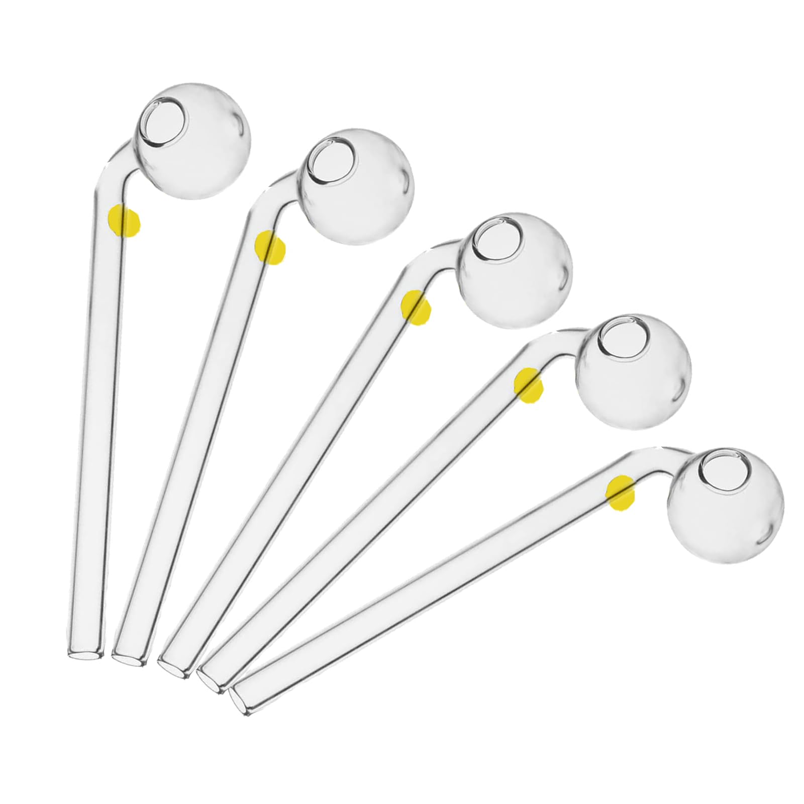 Glass Oil Burner Clear Thick Pipe Oil Pipe 5.1 Inches (5PCS Yellow)