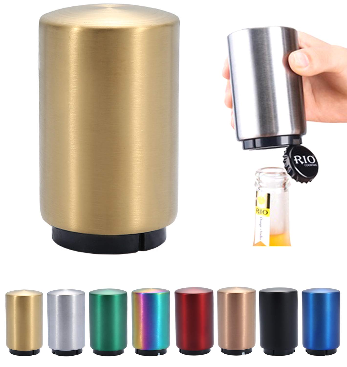 CHICAN Magnetic Beer Bottle Opener,Press Down Automatic Bottle Opener,Magnet Beer Cola Soda Crown Cap Top Bottle Opener Tool Kitchen Gadgets Accessories Christmas Gifts for Men,Push Down Bottle Opener