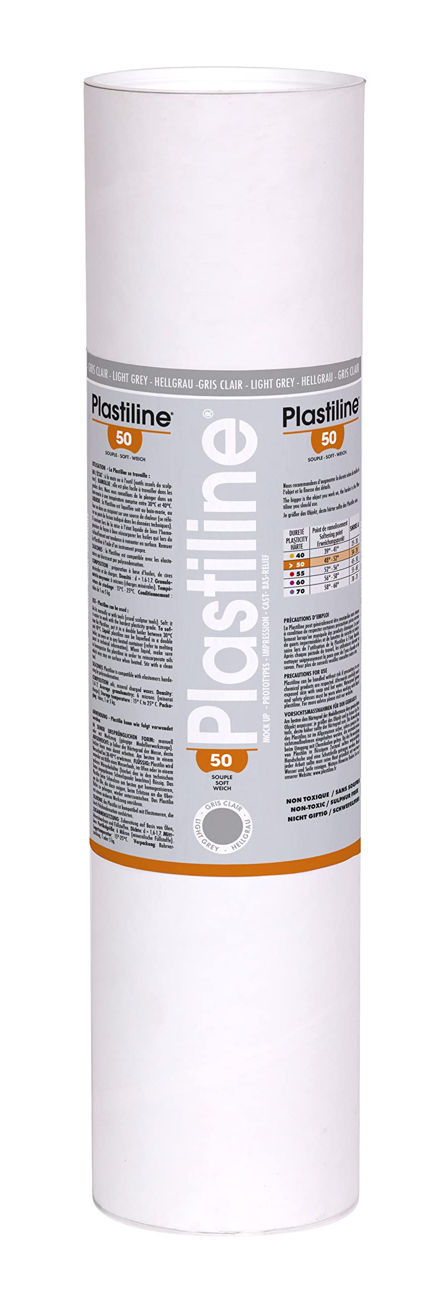 Plastiline 5650T - Plastiline tube - Modelling Paste, High Precision -Sculpting, Moulding - Hardness 50 (soft) - 5 kg - Rose de Naples shade. Made in France