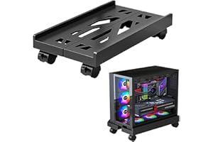 COOLOUS Adjustable Mobile CPU Stand with 4 Caster Wheels - Ventilated Tower Stand, Fits Most PCs - Under Desk CPU Holder, PC Floor Cart, Riser for Gamers and Students (Black)