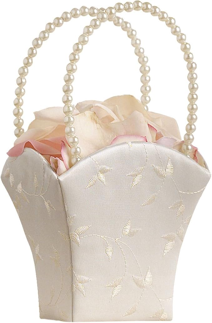 Lillian Rose Elegant Wedding Flower Girl Basket Ivory