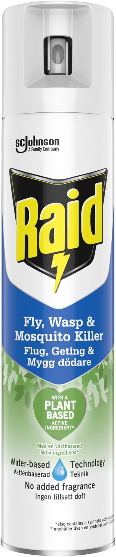 Raid Plant Based Wasp Mosquito Killer 300 ml Indoor Aerosol Spray