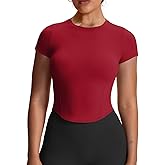 Aoxjox Women's Short Sleeve T-Shirts GEO Baby Tee Workout Gym Yoga Crop Top